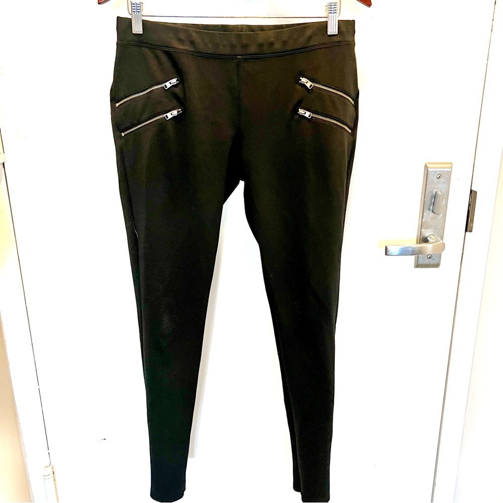 EXPRESS Black Leggings with Zipper Accents Size M